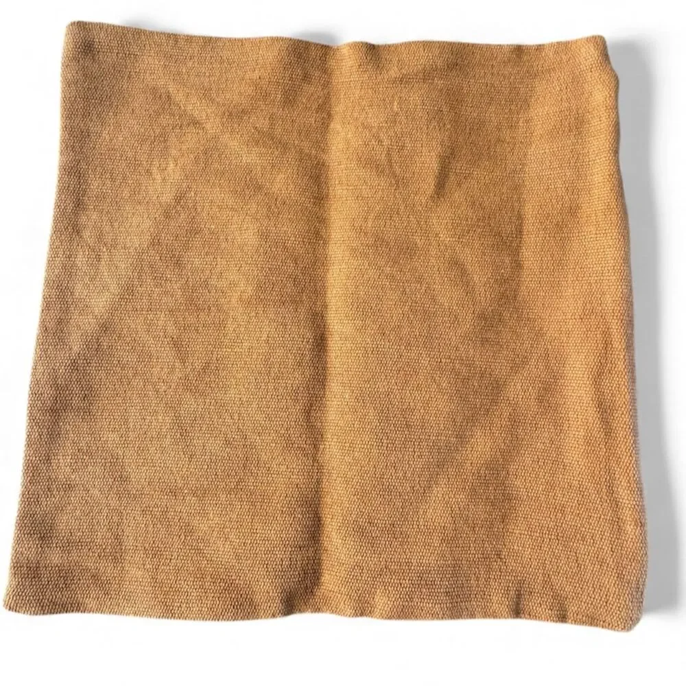 West Elm Cotton Canvas Pillow Cover Honey Gold Rust Cotton Jute Pattern Blocked